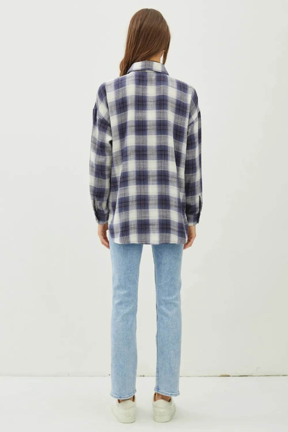 Be Cool Plaid Flannel Button Down Shirt With Chest Pocket - Mubimart