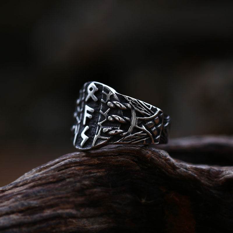 Vintage Stainless Steel Viking Ring Men - Mubimart