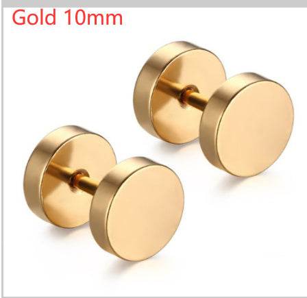 8MM Stainless Steel Earrings Women Men Gold Silver Black Barbell Ear Stud Piercing Earring Tunnel Punk Gothic Jewelry - Mubimart