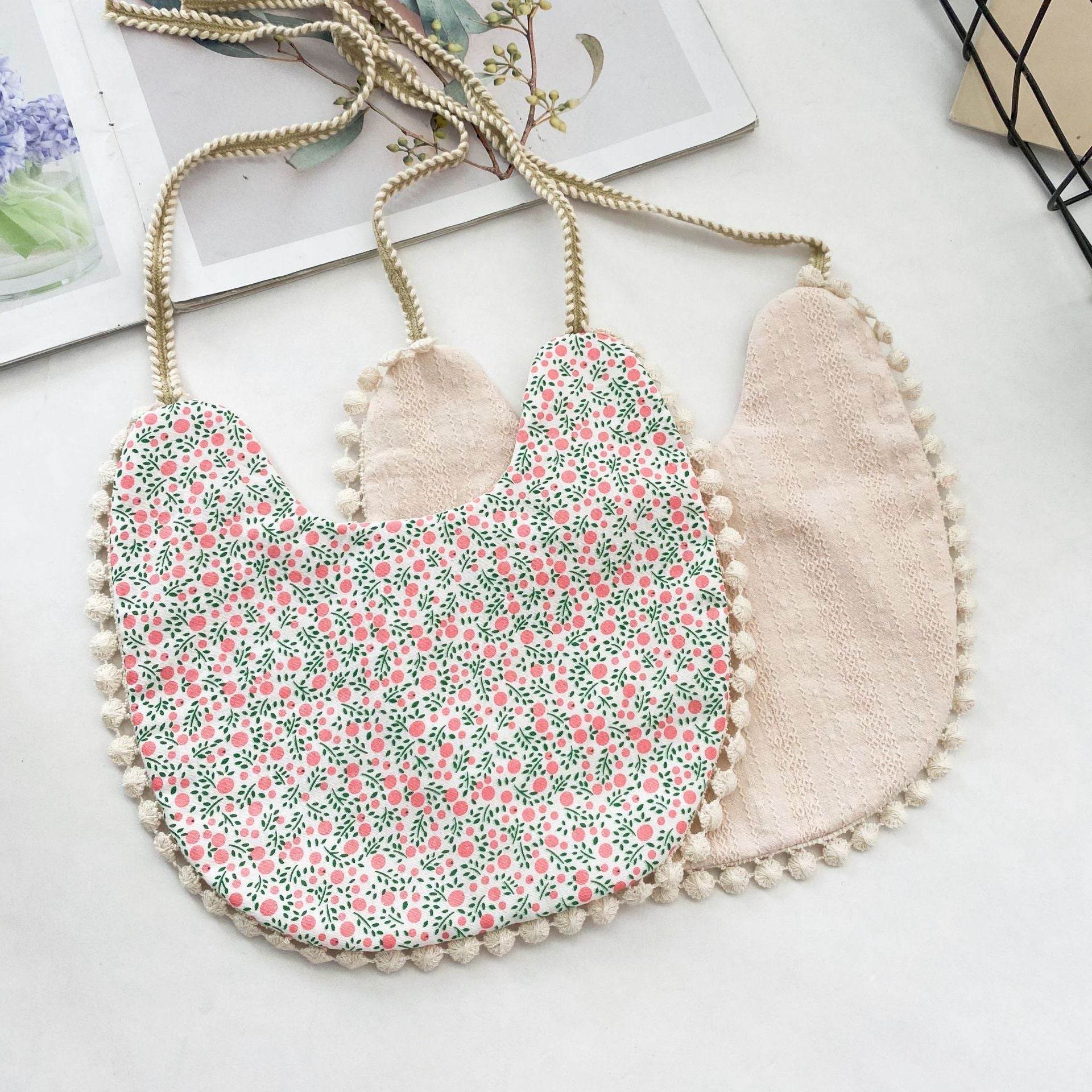 Double-sided AB Face Baby Bib Beanie Lace Newborn Bib - Mubimart