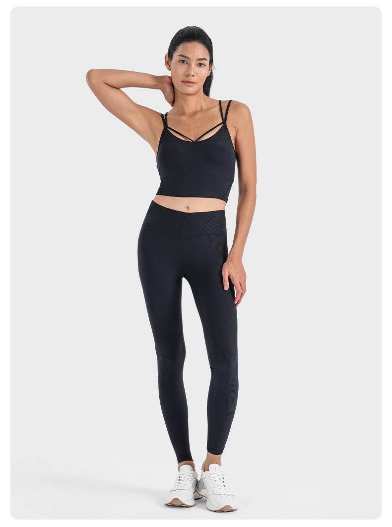 Sexy V-neck Sports Vest Women's Workout Yoga Vest Top - Mubimart