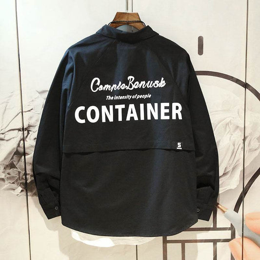 Loose Shirt Jacket Trend Hong Kong Style Japanese Tooling Jacket - Mubimart