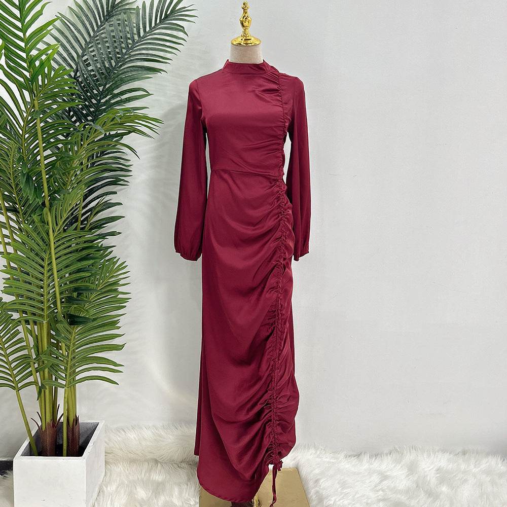 Ladies Feminine Solid Color Plus Size Robe Dress - Mubimart