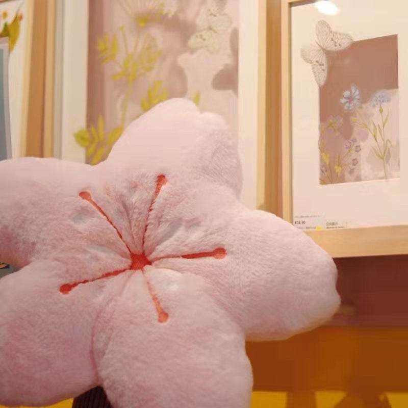Ins Cherry Petals Pillow Girl Bedroom Living Room Decor Bay Window Floor Seat Cushion Plush Tatami Cherry Blossom Cushion - Mubimart