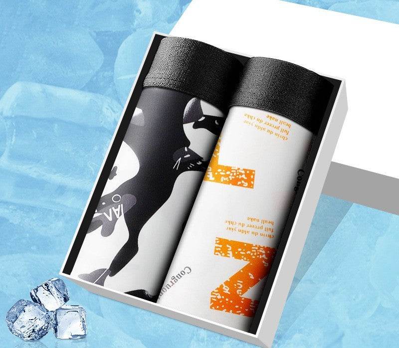 Men's Printed Ice Silk Breathable Boxers - Mubimart