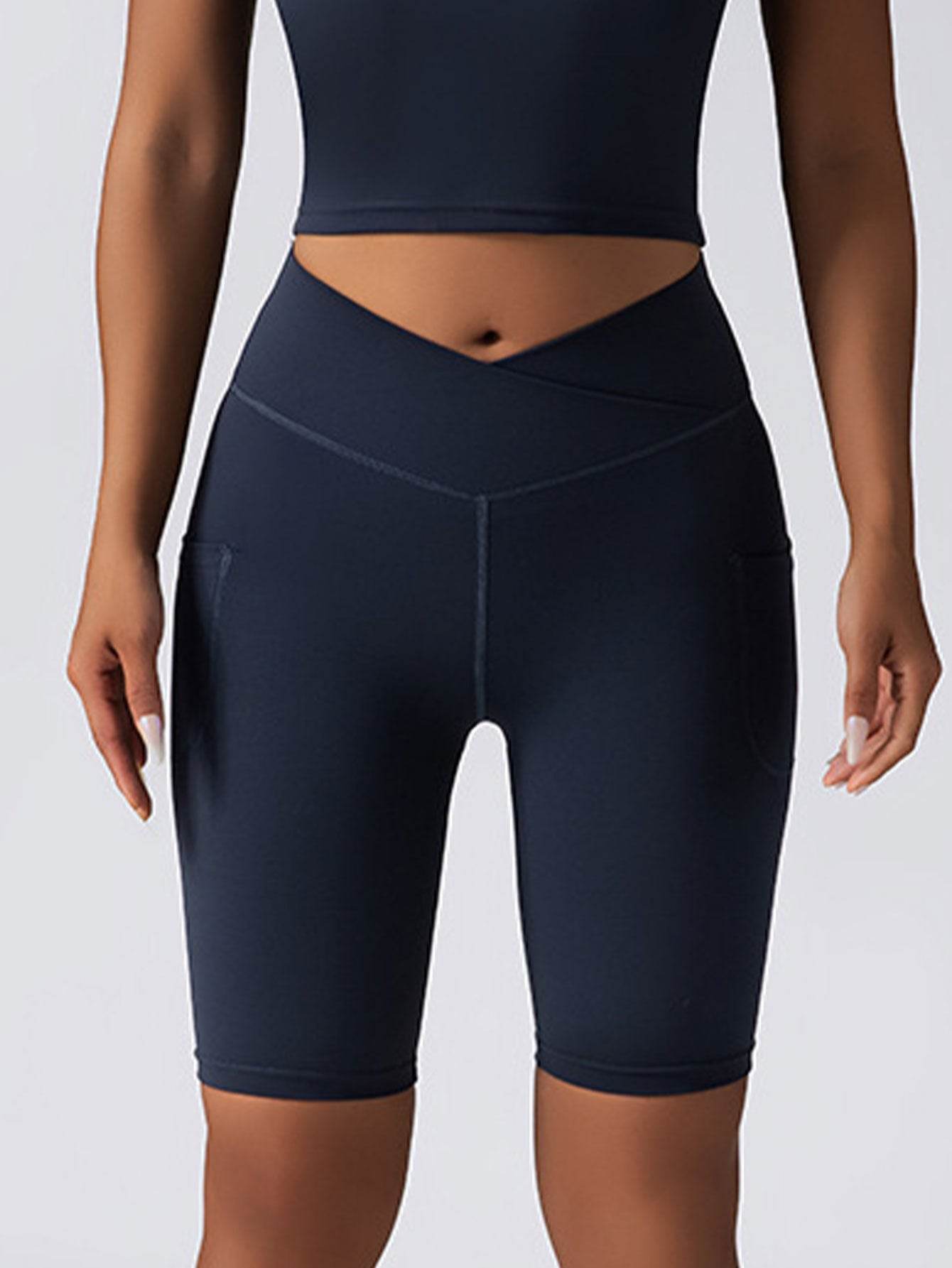 2 Pack High Waist Biker Shorts For Women-Workout Yoga Shorts Running Summer Soft Pants With Pockets - Mubimart