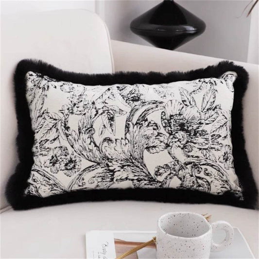 Jacquard Pillow Cover Lumbar Support Pillow - Mubimart
