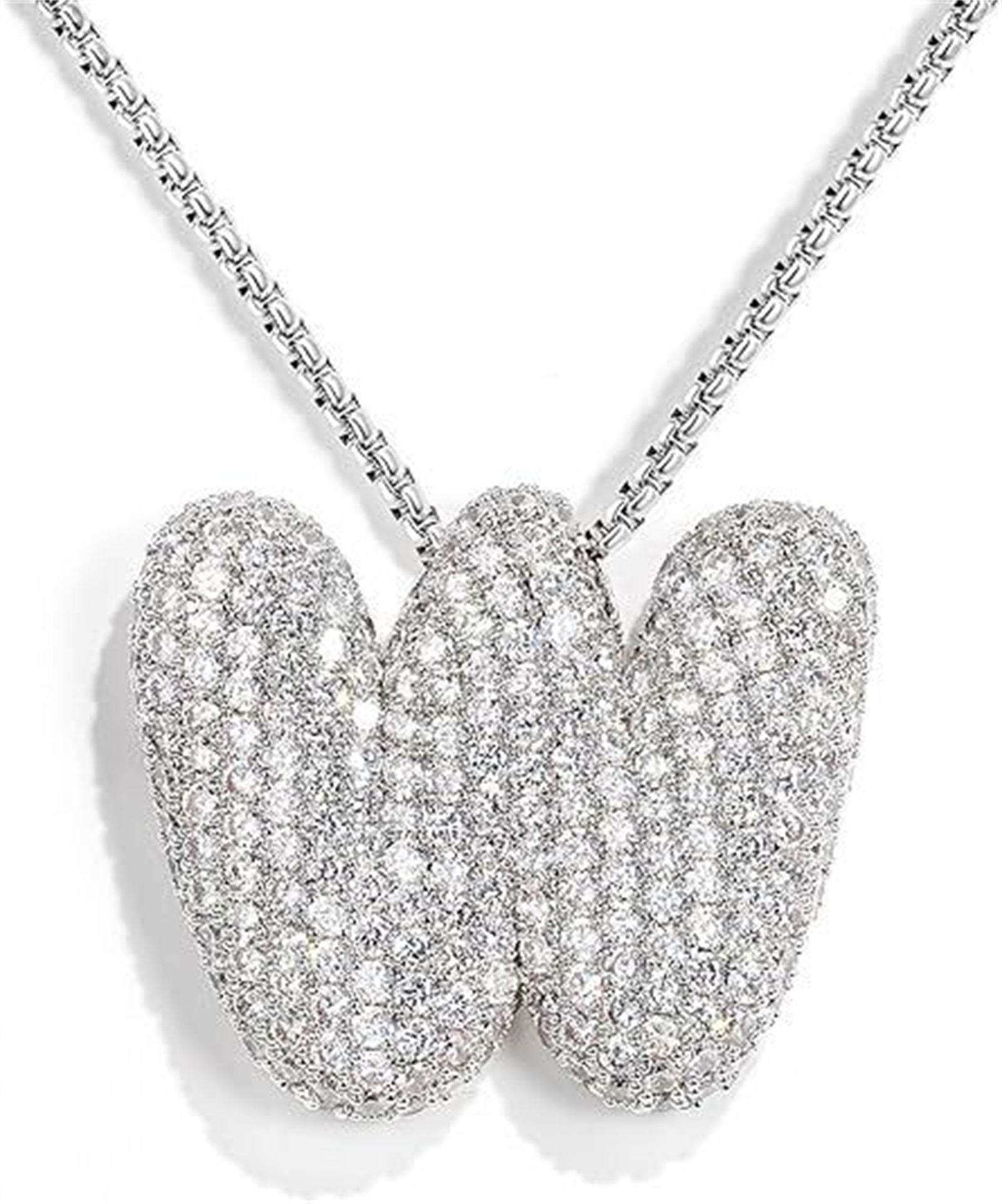 Brass Zircon Balloon English Letter Necklace - Mubimart