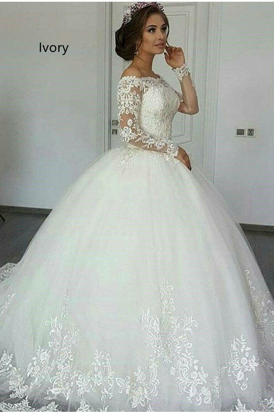 CustomElegant Wedding Gown Bridal Dresses - Mubimart