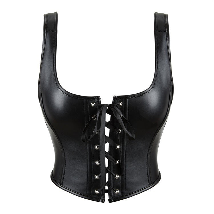 PU Leather Women's Tube Top Bodybuilding Corset - Mubimart -  