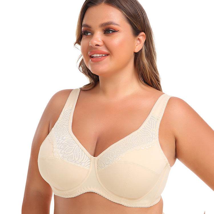 Lace Steel Ring Plus Size Women's Bra - Mubimart
