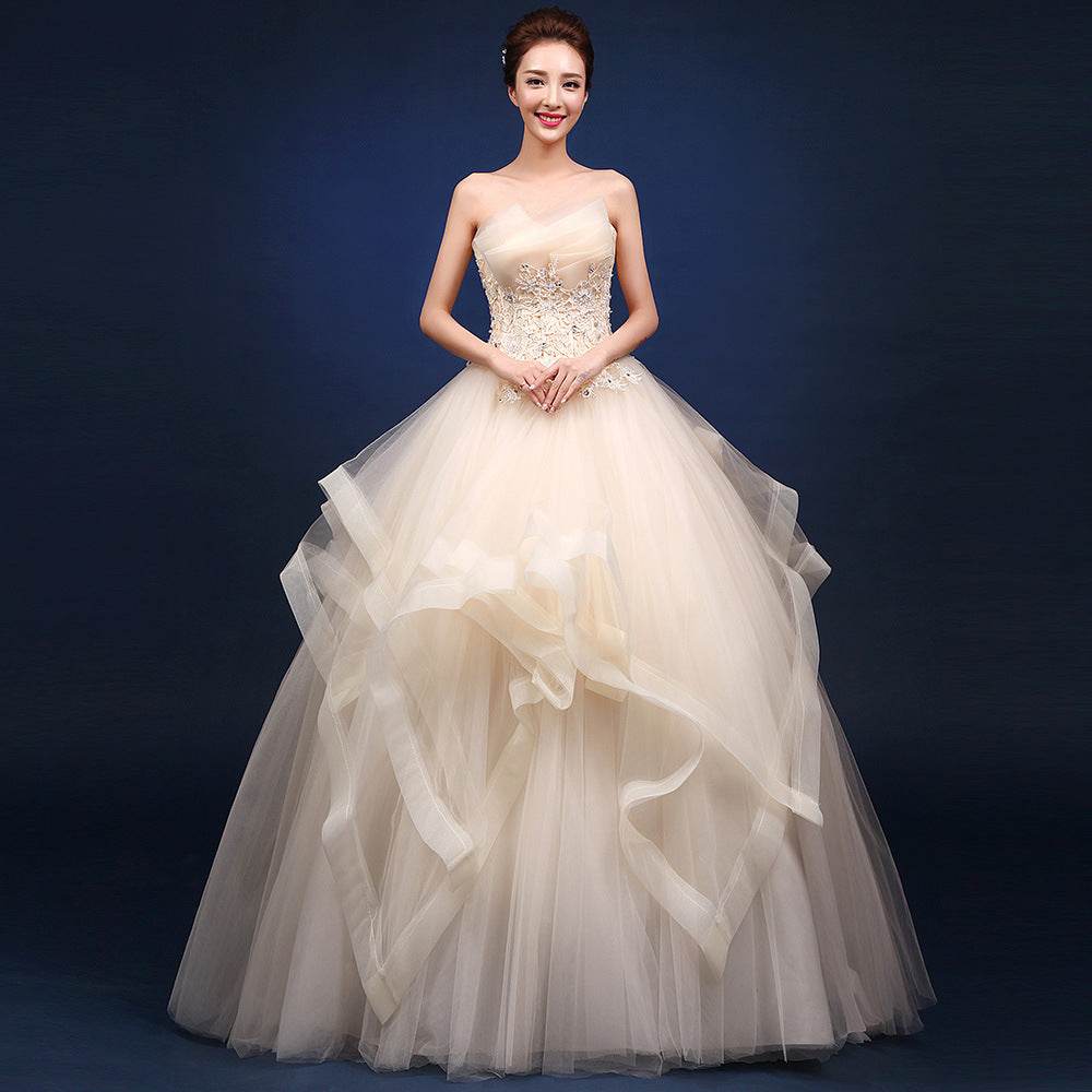 One-shoulder Wedding Dresses Are Neatly Repaired - Mubimart