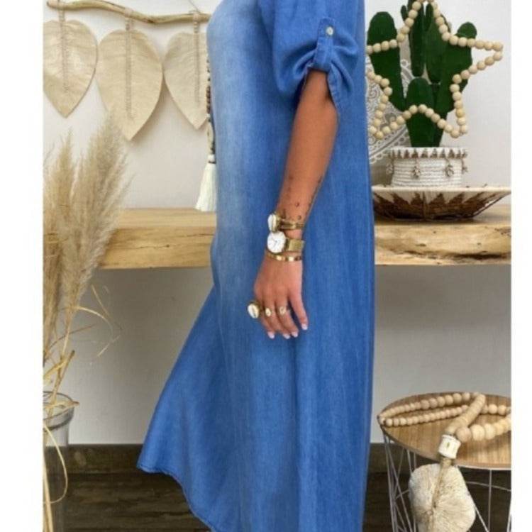 Plus Size Women's Clothing, Foreign Trade Plus Size, New Washed Denim Dresses - Mubimart