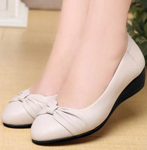 Business heel shoes, soft leather pointed mid-heel shoes, Mary Jane shoes, thick heel work shoes - Mubimart