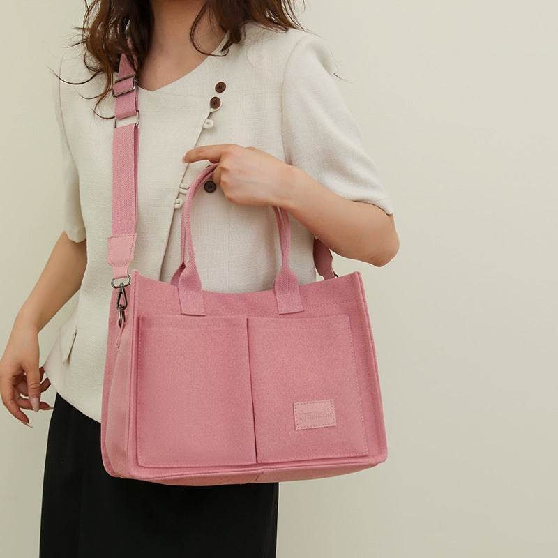 Casual Daily Canvas Tote Shoulder Bags Women Mommy Bag Large Capacity Messenger Multi Pocket Crossbody Chic Reusable Hand Bag - Mubimart