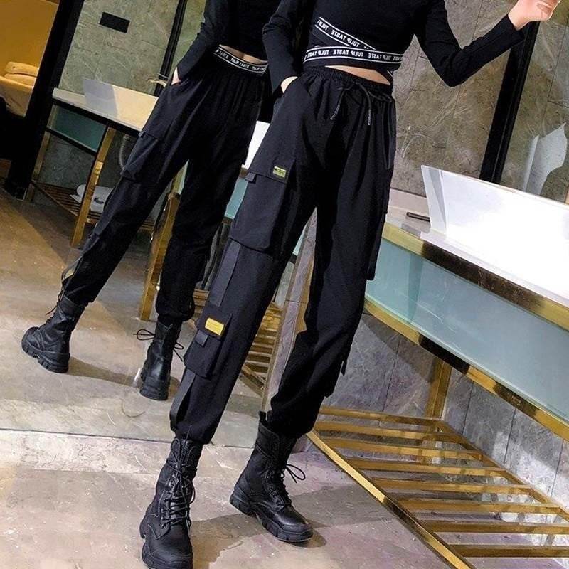 Oversized Cargo Pants Men And Women Ankle Banded Slacks High Waist Loose And Slimming - Mubimart