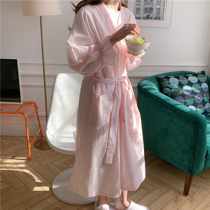 Cute Bathrobe Floral Long Kimono Loungewear - Mubimart -  