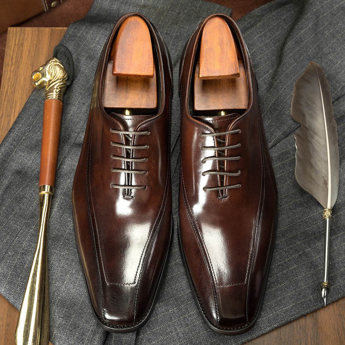 Casual Oxford Leather Shoes Korean Leather Men's Shoes - Mubimart