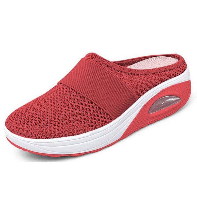 New Women's Slipper Head Large Size Thick Sole Sandals Platform Breathable Mesh Flat Shoes Women Flip Flops - Mubimart