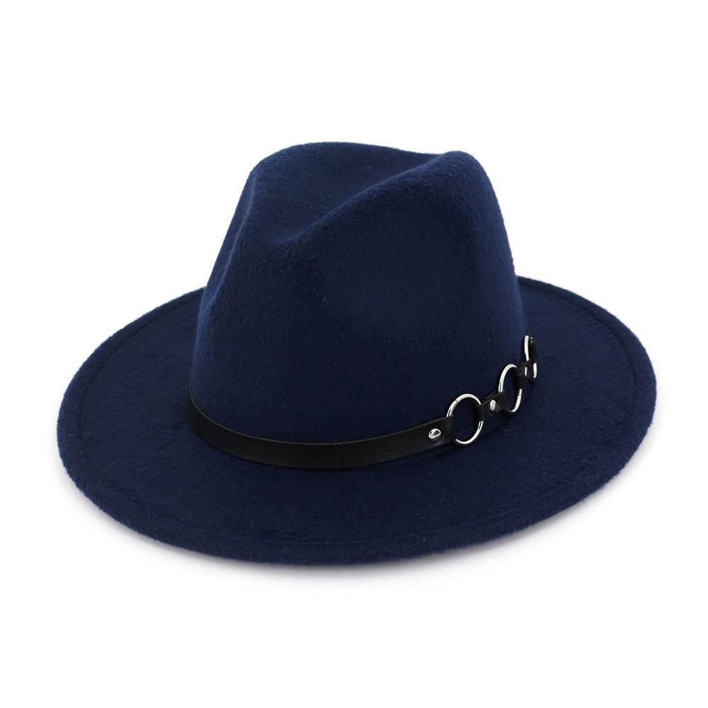 60cm Woolen Hat Gentleman Fedora Hat Flat Brim Big Brim Hat - Mubimart