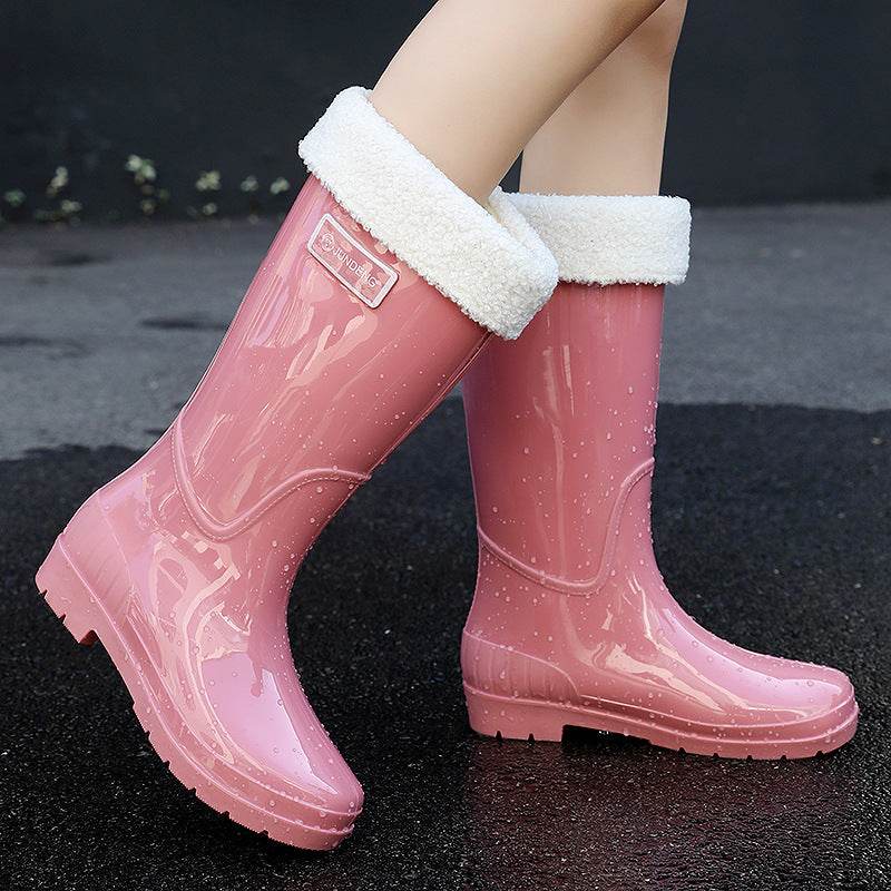 Adult High-top Women's Rain Boots Non-slip Waterproof Kitchen Work PVC Water Shoes Women - Mubimart
