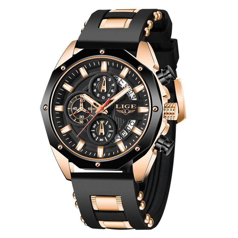 Fashion Mens Watches Top Brand Luxury Silicone Sport Watch Men Quartz Date Clock Waterproof Wristwatch Chronograph - Mubimart