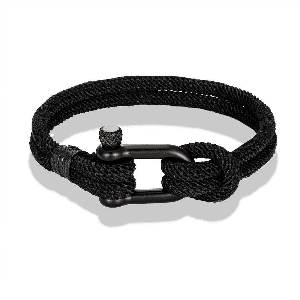 Mens Fashion Personality Horseshoe Buckle Woven Bracelet - Mubimart