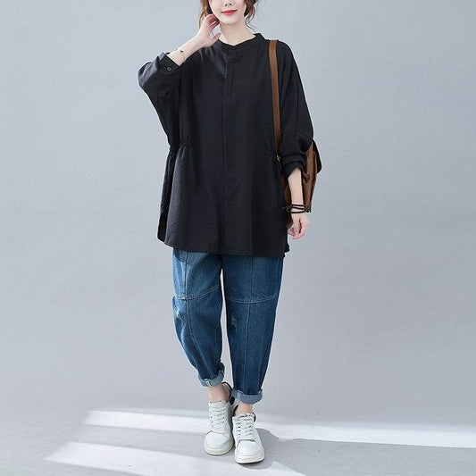 Loose Slimming Blouse For Fat Women Plus Size Women's Clothing - Mubimart