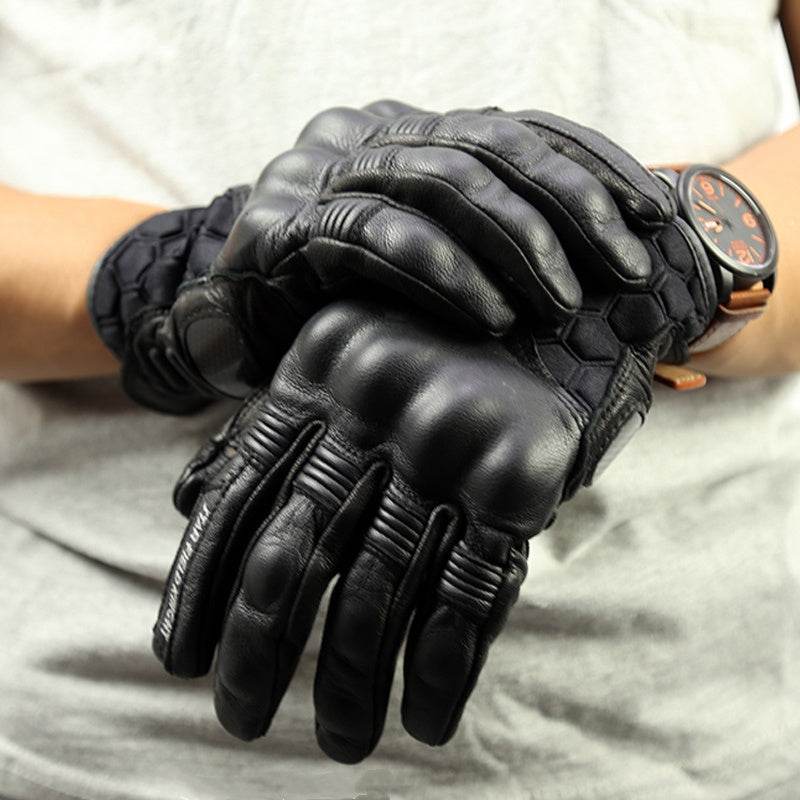Leather Gloves Motorcycle Gloves Riding Gloves - Mubimart