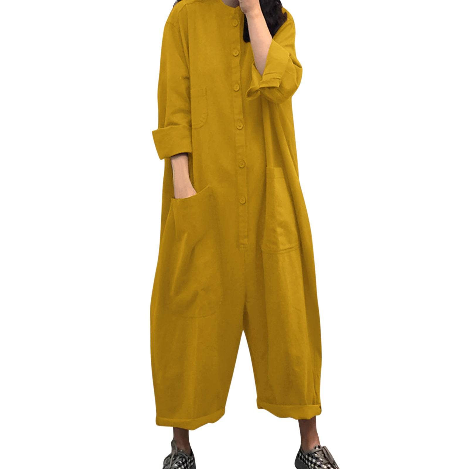 Plus Size Women's Jumpsuit With Multiple Pockets - Mubimart