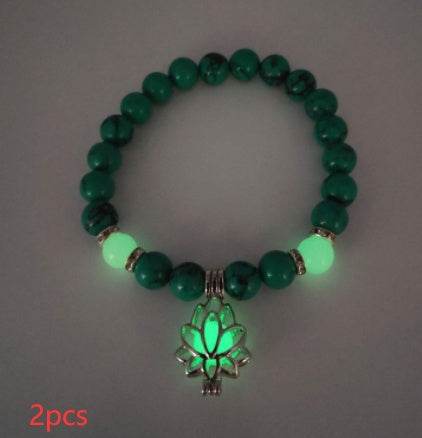 Energy Luminous Lotus Natural Stone Bracelet Yoga Healing Luminous Glow In The Dark Charm Beads Bracelet For Men Women Prayer Buddhism - Mubimart