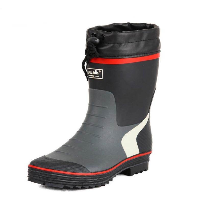Warm Rain Boots Men's One Body Plus Velvet Thickened Rain Boots - Mubimart