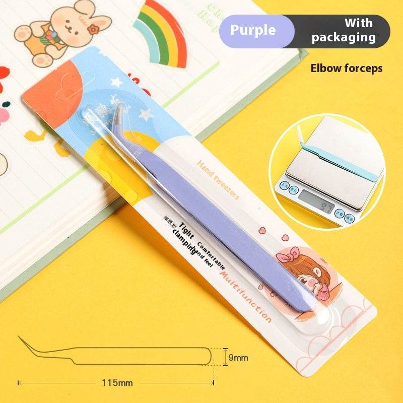 Hand Account Tweezers Stainless Steel Color DIY Elbow Clip Hand Tool Goo Card Tweezers - Mubimart