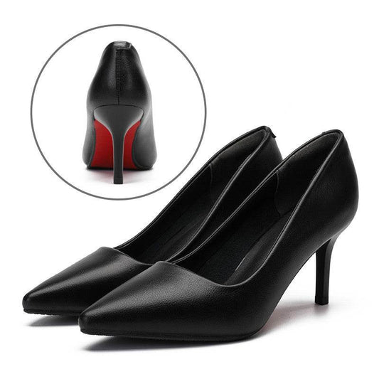 Leather Work Shoes Women Black - Mubimart