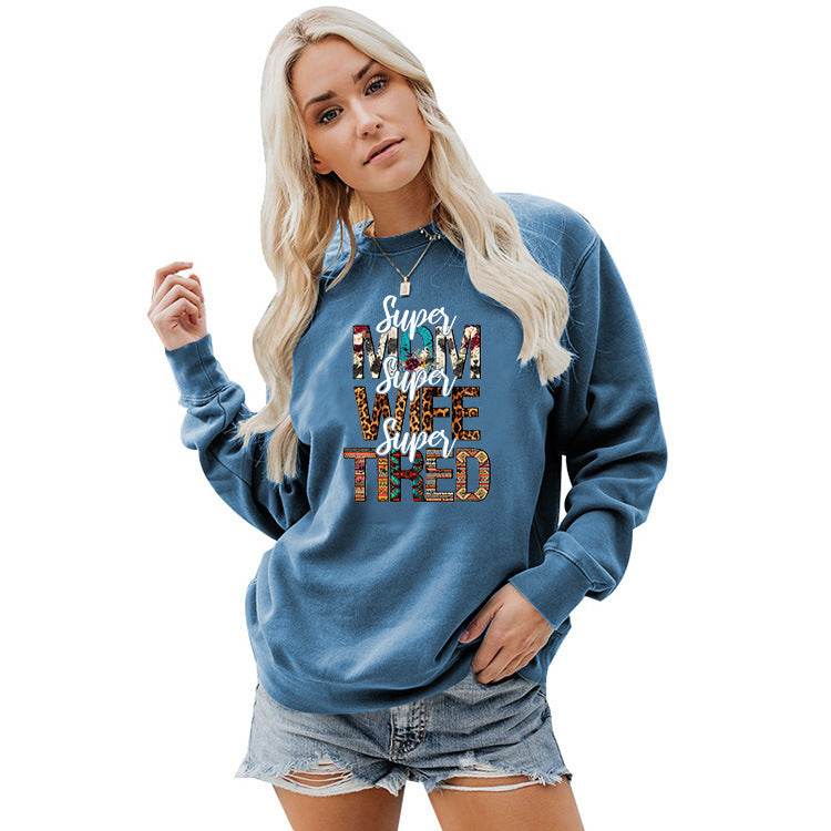 Women's Crew Neck Print Plus Size Sweatshirt - Mubimart