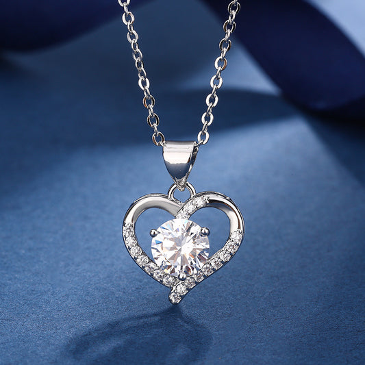 Love Design Silver Necklace Earrings Ring Suit Women