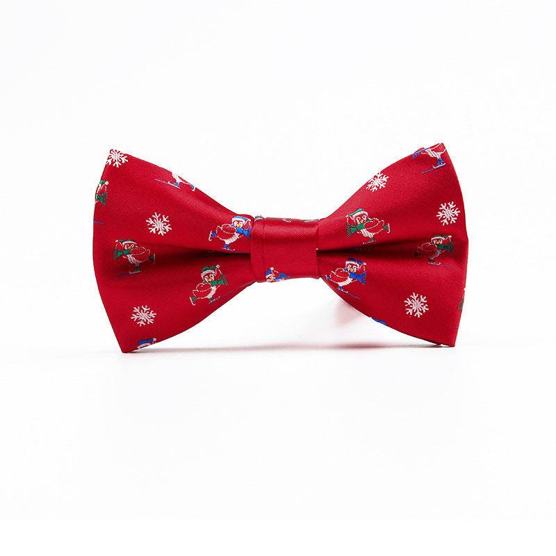 Mens Christmas Fashion Casual Print Bow Tie - Mubimart