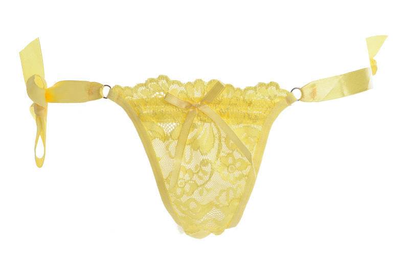 Ladies Knit Lace-up Thong Underwear Thong - Mubimart