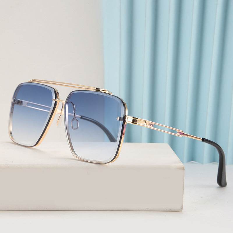 Mens Fashion Double Beam Cut Edge Sunglasses - Mubimart