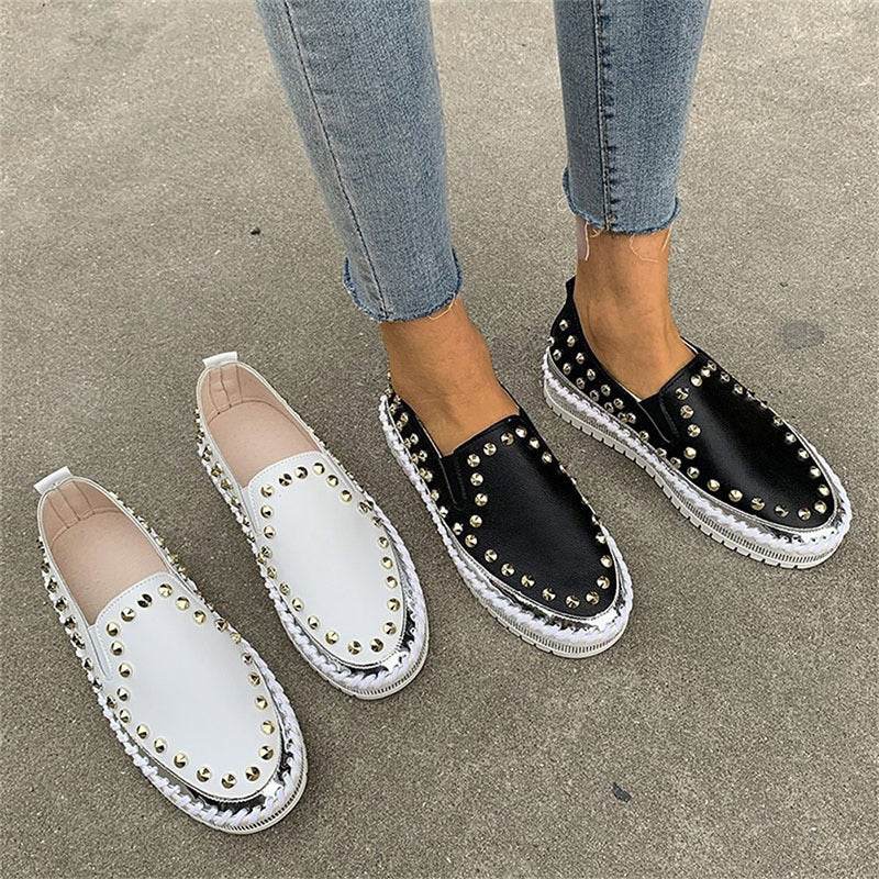 Fashion Rivet Shoes Flat Sneakers Women - Mubimart