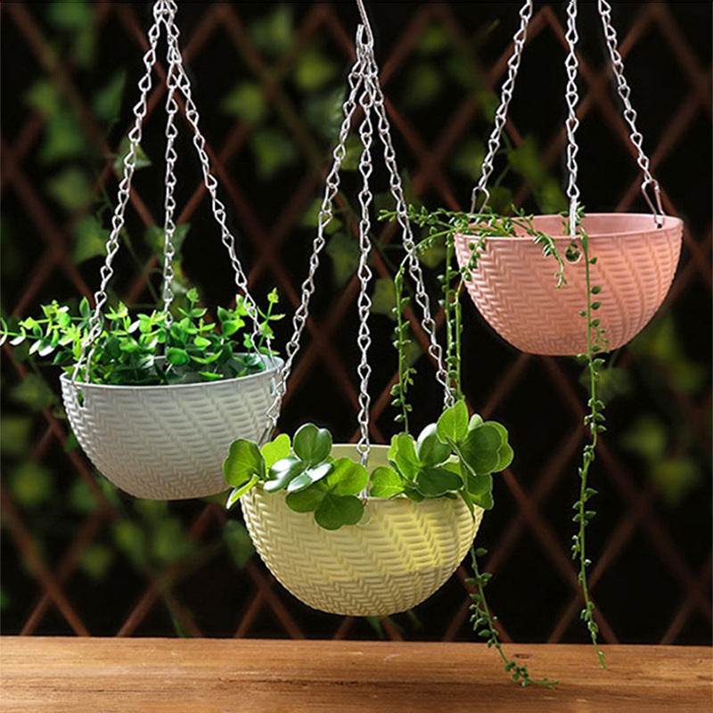 New Arrivals Balcony Durable Plastic Basket Planter Hanging Flower Pots - Mubimart
