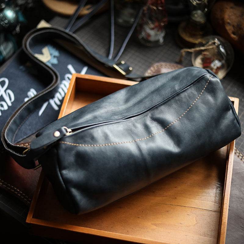 Cowhide Motorcycle Fanny Pack Harajuku Single Shoulder Crossbody Bag - Mubimart