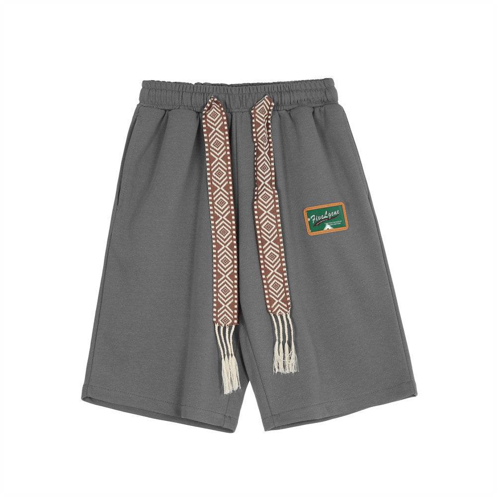 Streamer Casual Shorts Mens Elastic Waist Cropped Pants - Mubimart