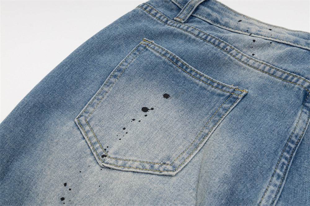 Gradient Loose Wide Leg Jeans For Men And Women - Mubimart