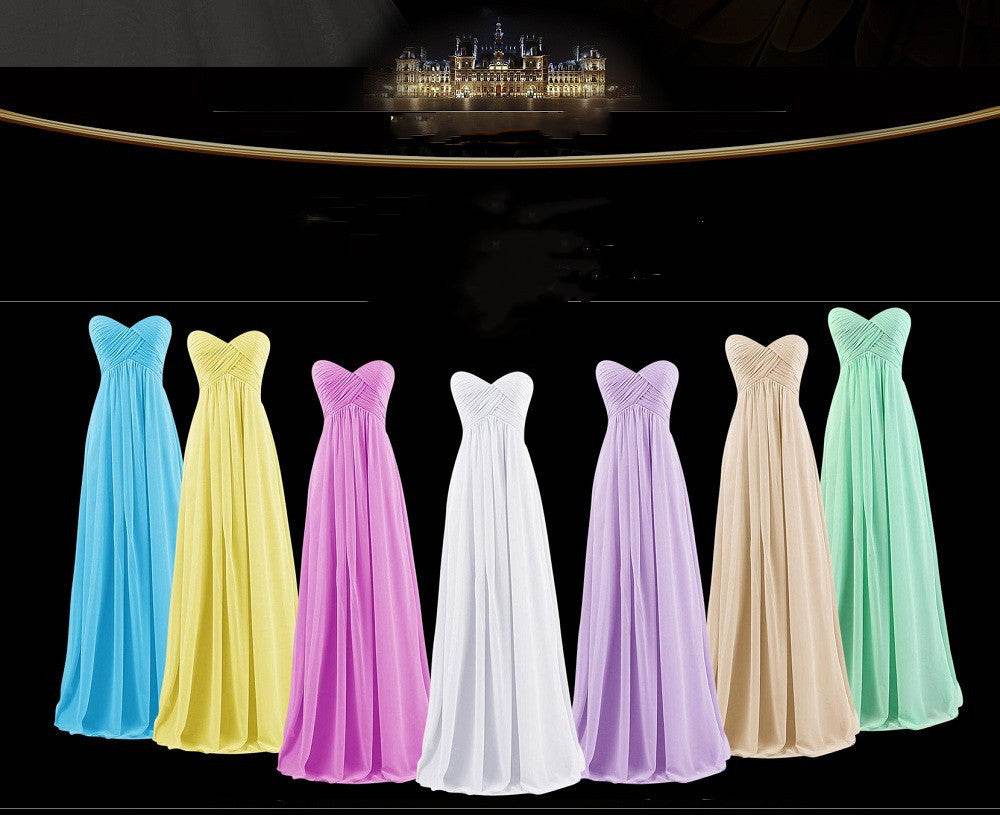 Tube Top Chiffon Long Prom Dinner Dress - Mubimart