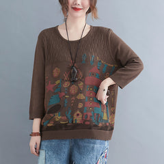 Literary Plus Size Knitted Loose Pullover Top