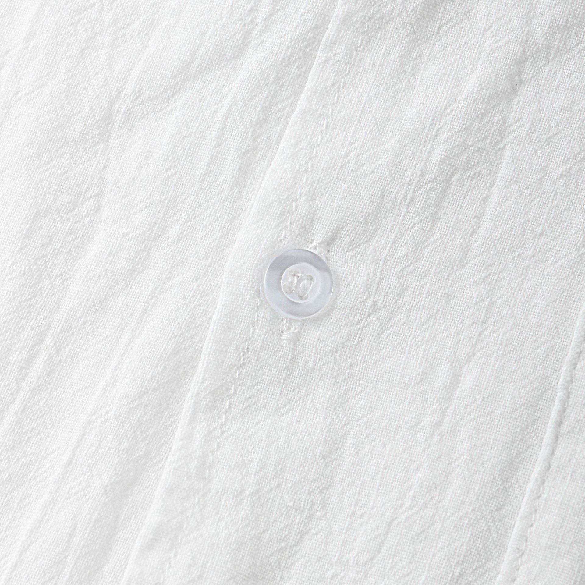 Cotton Linen Short Sleeve Shirt Men Linen Casual Half - Mubimart