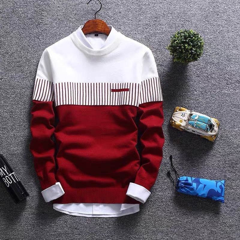 Men's Crew Neck Sweater Pullover Sweater - Mubimart