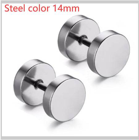 8MM Stainless Steel Earrings Women Men Gold Silver Black Barbell Ear Stud Piercing Earring Tunnel Punk Gothic Jewelry - Mubimart