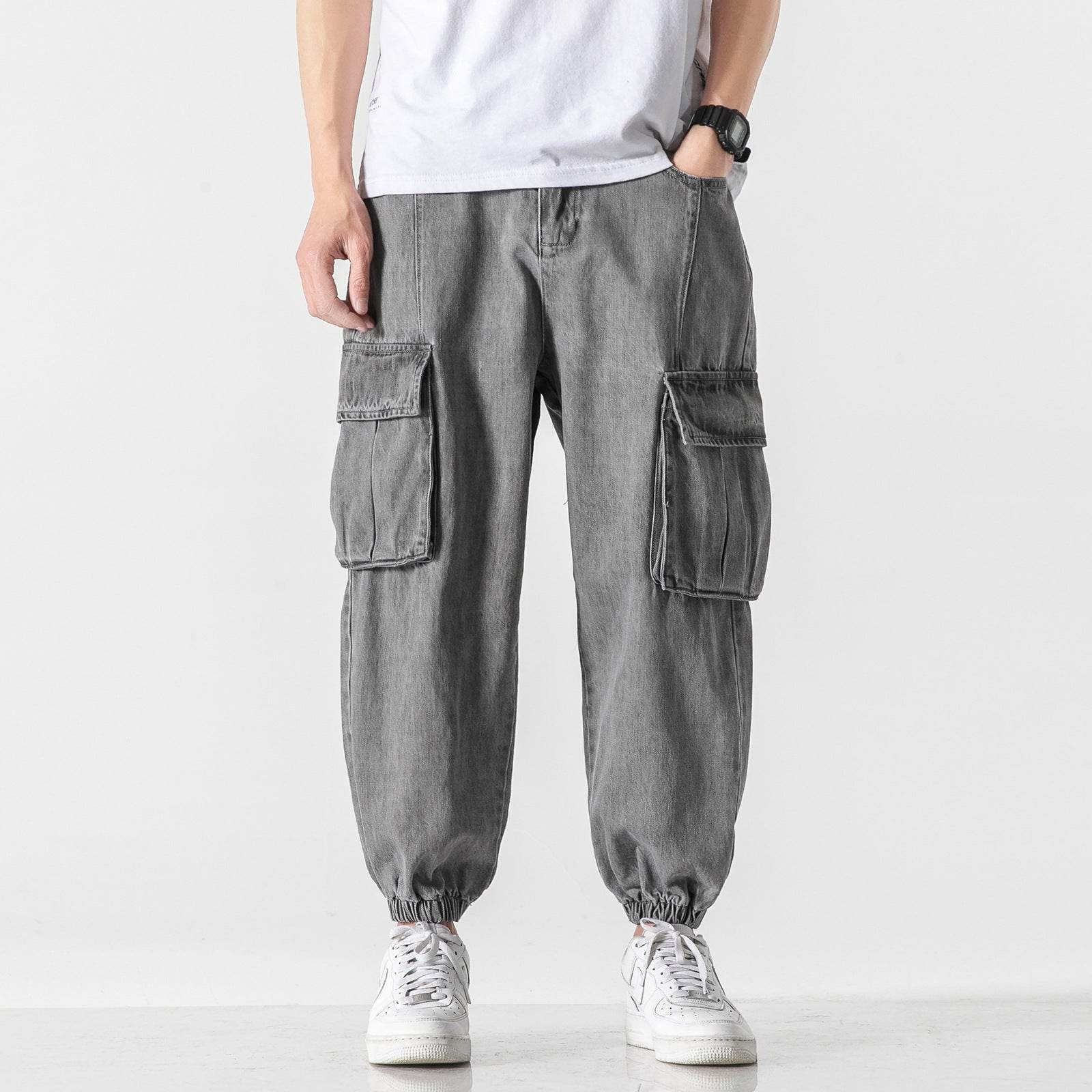 Fashionable Multi-pocket Cargo Jeans - Mubimart